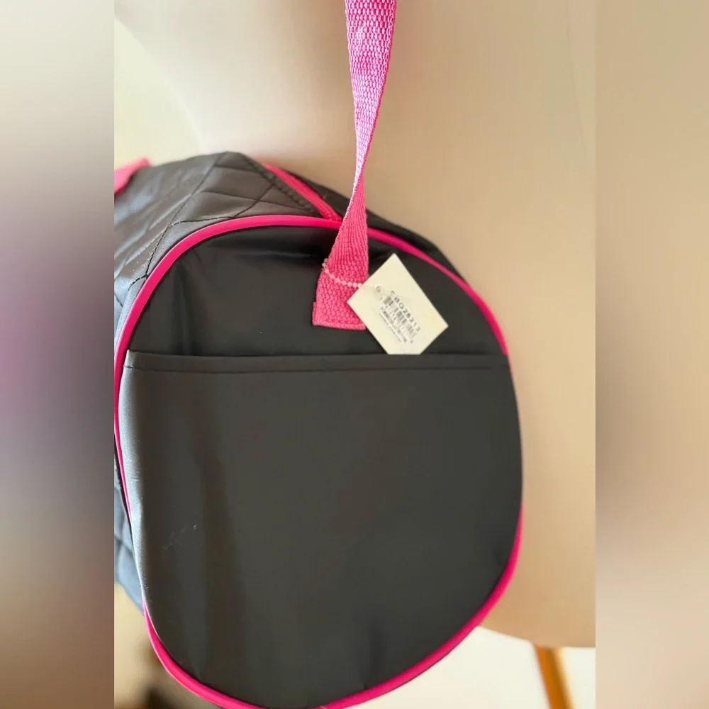 Black Quilted Dance Bag with Pink Ribbon